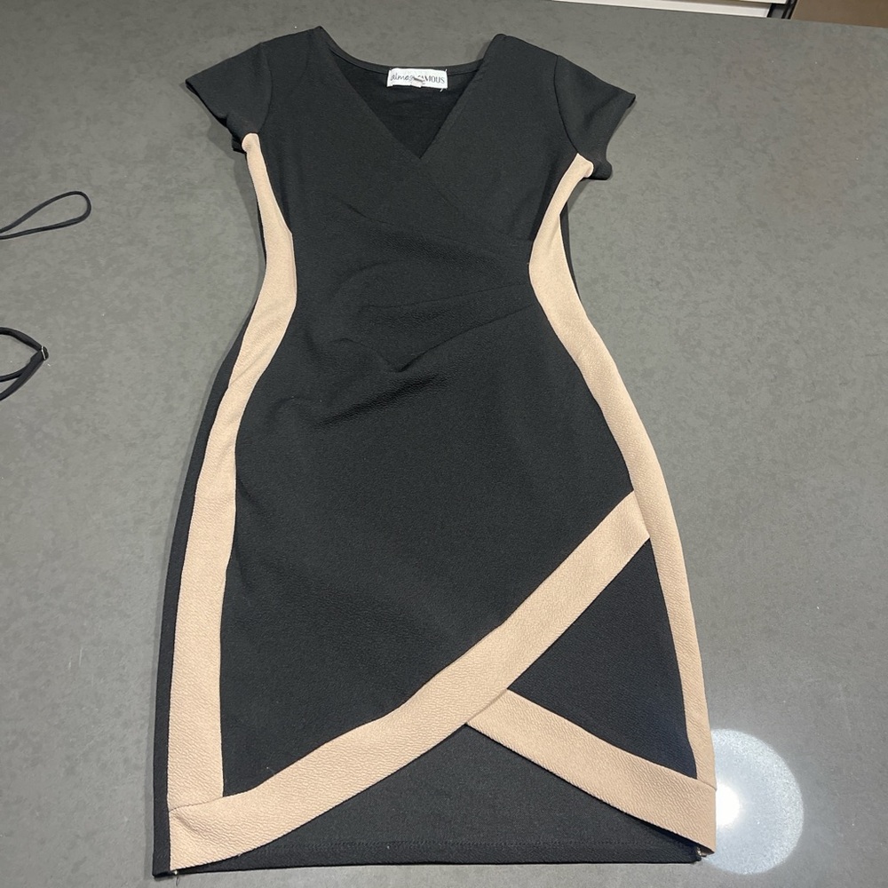 Almost Famous Black and Tan Mini Dress